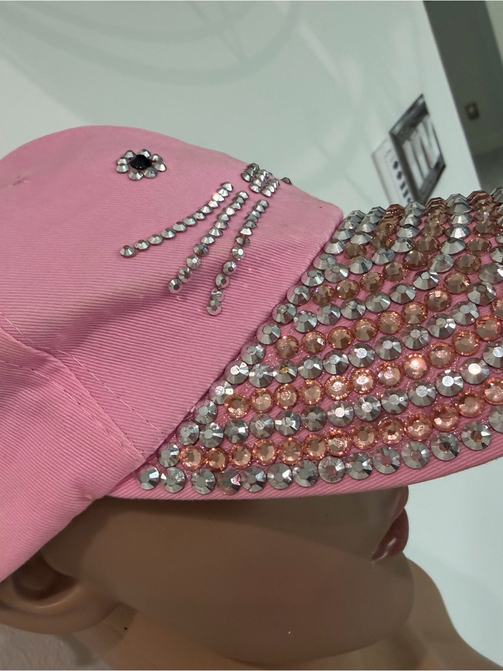 Pink Crystal-Embellished Women's Baseball Cap
